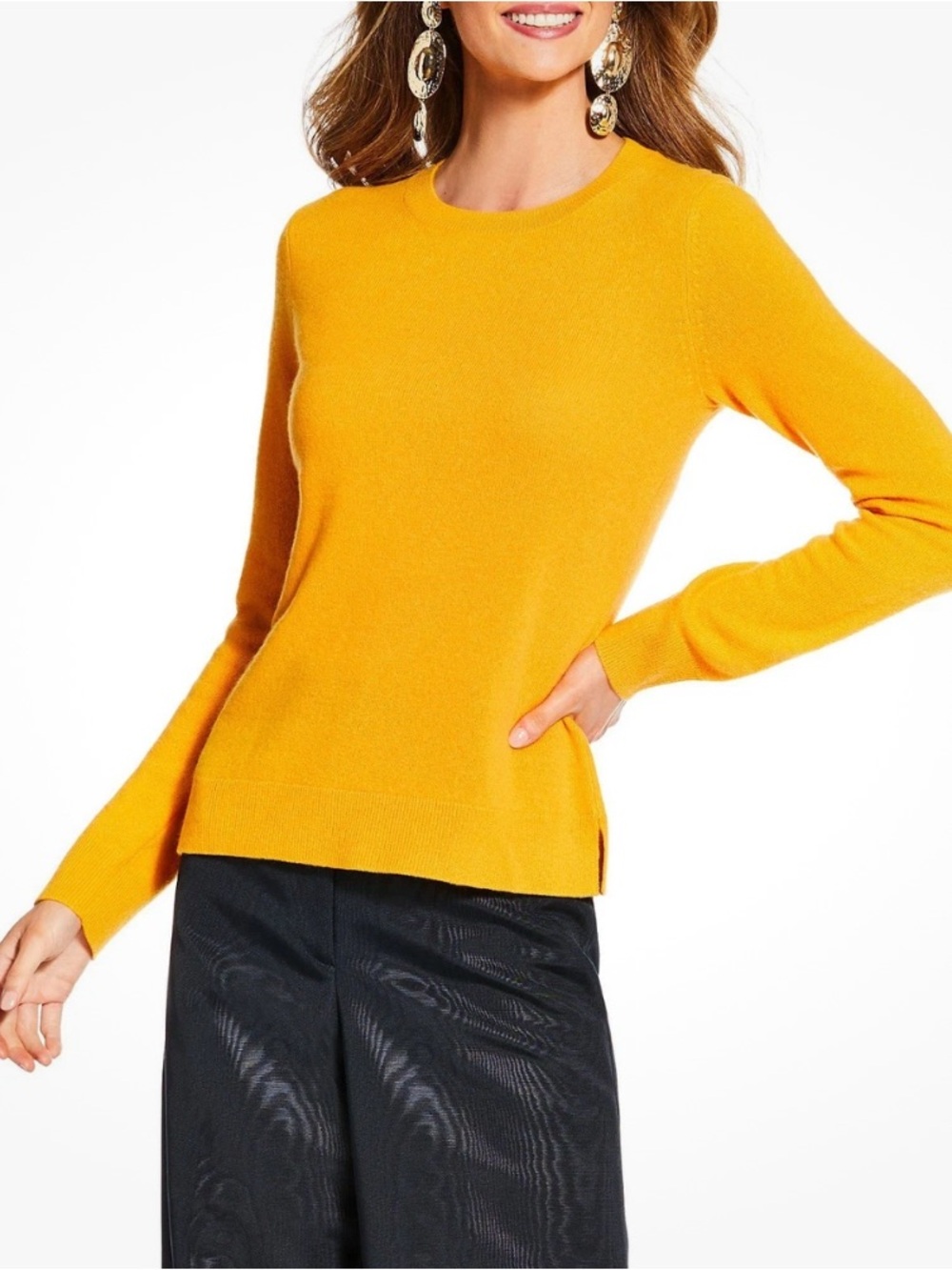 NWT ANTONIO MELANI Cashmere Golden Glow Cameron Crewneck Sweater Size XS
